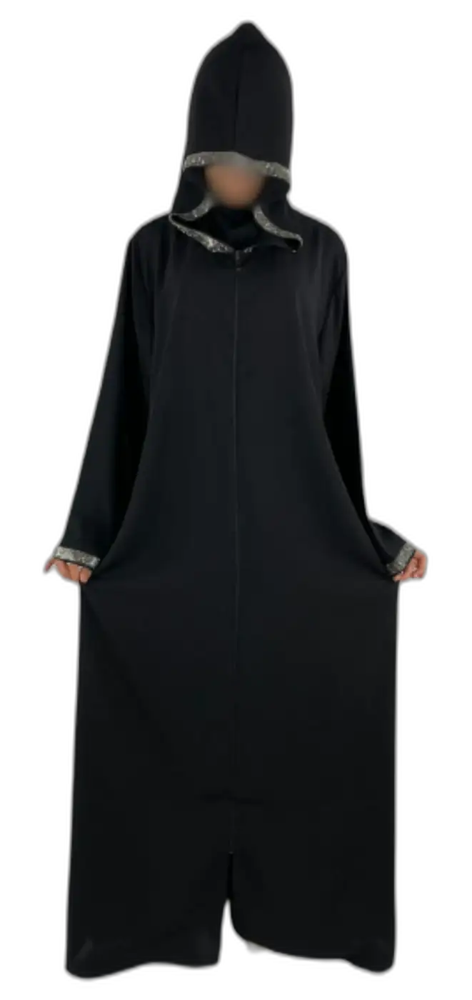 Abaya à capuche ornée