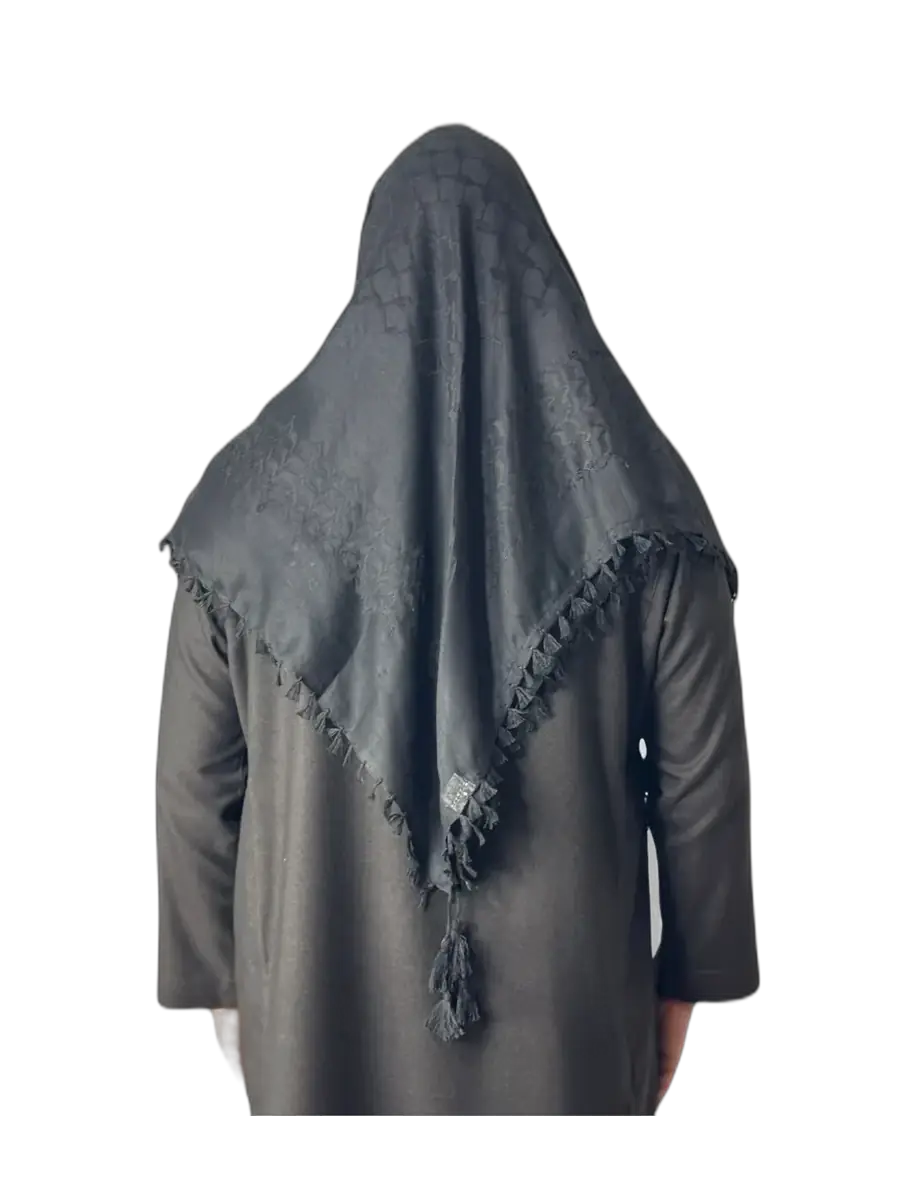 Ghoutra noire brodée de palestine